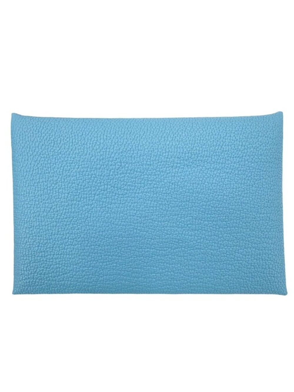 Hermes Card Case Calvi Coin Purse Business Leather Light Blue Silver